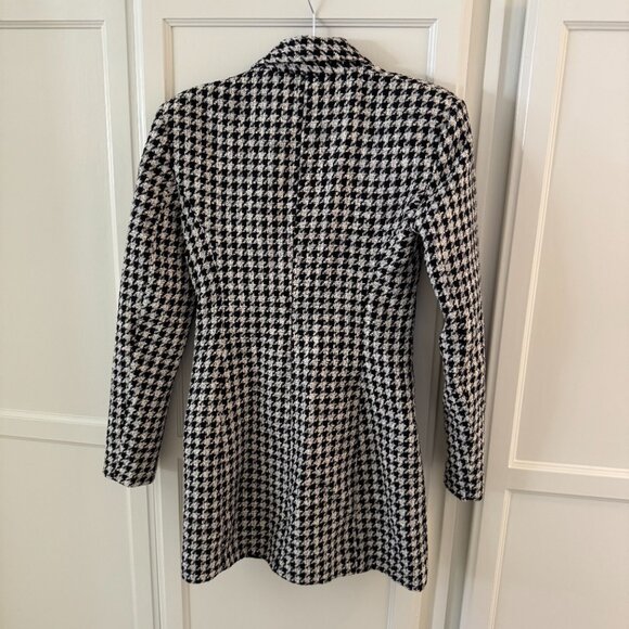 Zara Structured Houndstooth Tweed Blazer Dress Black/White - Picture 3 of 6